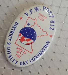 1983 VFW Post 612 Loyalty Day Convention Ferguson Falls Button Pin - Picture 1 of 4