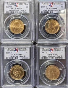 Set of Four 2007-D U.S. Presidential $1 Dollars PCGS MS68 Satin Finish Pos B - Picture 1 of 2