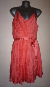 Madison Marcus coral color silk sundress with pleats & waist tie size L NWT - Picture 1 of 12