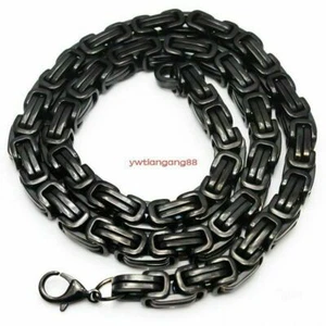 Collana catena bizantina da uomo in acciaio inox 316L nero pesante 8"-40" - Foto 1 di 4