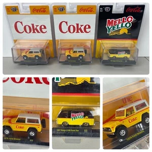Ford Bronco Coke & Mello Yello 1967 Dodge Van M2 Machines Coca-Cola 1976 - Imagen 1 de 21