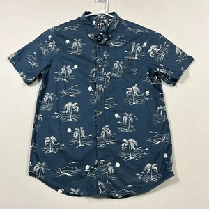 Billabong Casual Button Down Collared Blue Tropical Cotton Shirt Mens Medium M - Picture 1 of 9