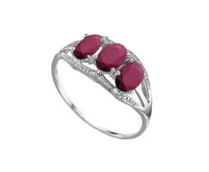 1.96 Ct African Ruby & Diamond 10Kt Solid White Gold Ring Rubies Size 7 - Picture 1 of 3