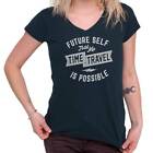 Future Self Time Travel Funny Sarcastic Gift Womens Juniors Petite V-Neck Tee