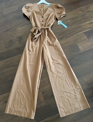 Antonio Melani Mono Piernas Anchas Mono Mangas Abullonadas Cinturón Marrón Azúcar Talla 6 Foto 1 de 4