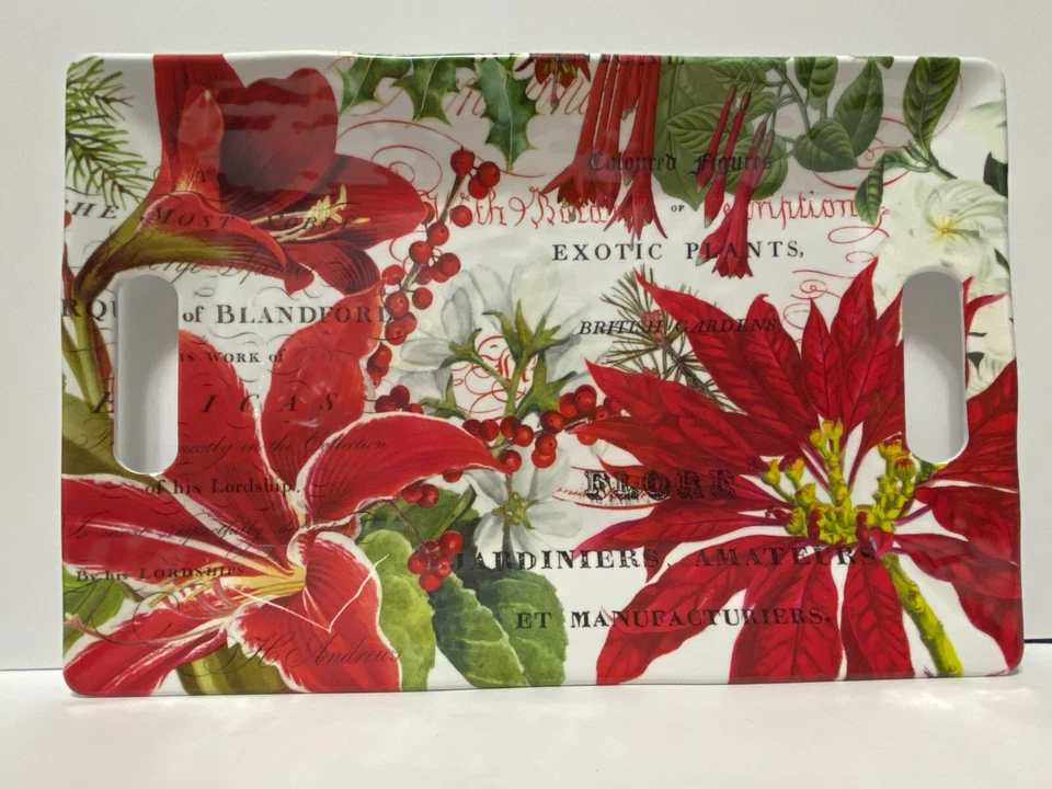 Michel Design Works Christmas Serving Tray Melamine Holiday Floral  14.75" - Image 1 of 4