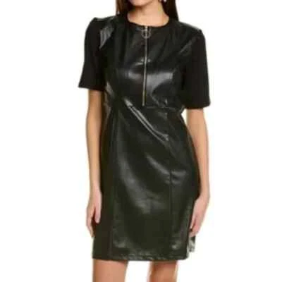 Nuevo con etiquetas Vestido Nanette Nanette Lepore Reese Negro Cuero Vegano Talla 4 Precio de venta sugerido por el fabricante $148 Foto 1 de 4