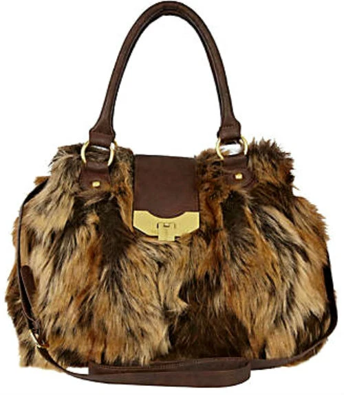 Ltd Edtn River Island Fluffy Fur Clutch Real Leather Bag Completely -out