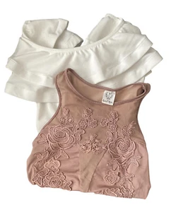 Angel Biba Boohoo Bodysuit Sz 8 Floral Lace Cold Shoulder X2 Bulk - Picture 1 of 12