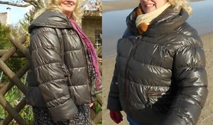 Steppjacke heine Glanznylon shiny Puffer Jack Anorak Skijacke Schalkragen Gr. 44 - Bild 1 von 7
