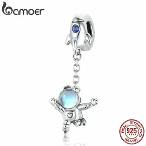 BAMOER Auténtico S925 Plata Esterlina Astronauta Dije Pav... Cuentas CZ para Pulsera - Imagen 1 de 8