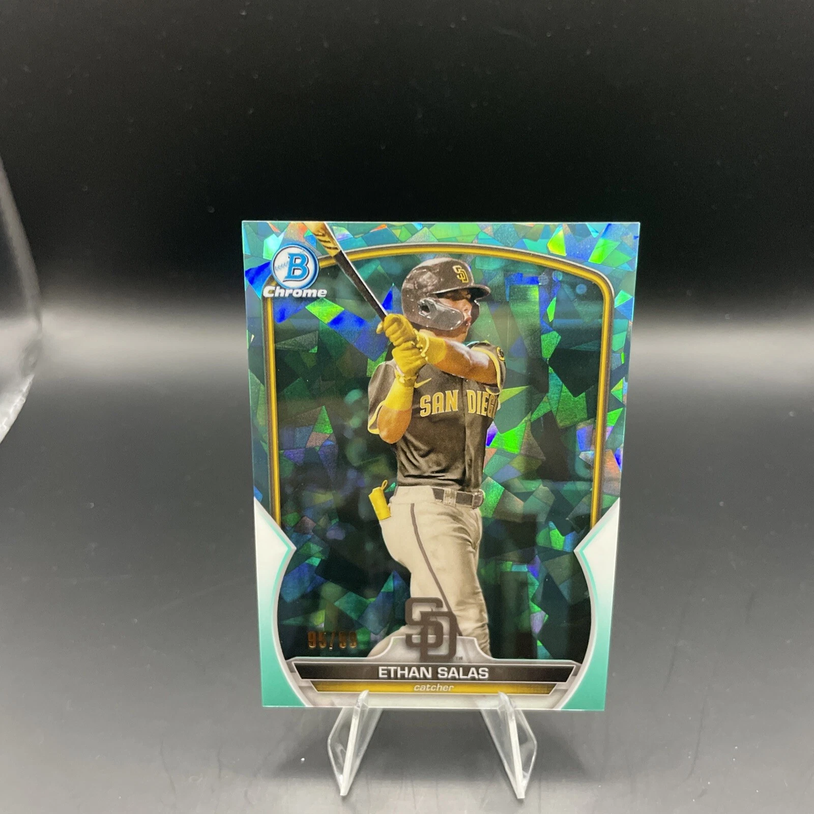 ETHAN SALAS 2023 Bowman Chrome SAPPHIRE AQUA REFRACTOR IMAGE VARIATION #/99 🔥