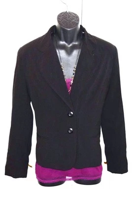 Chaqueta Blazer AGB Mujer Carrera Negra Completamente Forrada con Piel de Leopardo Talla 16  Foto 1 de 4