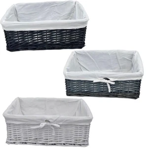 Wicker Willow Storage Basket With Lining Easter Gift for Shelves Display Hamper - Picture 1 of 15