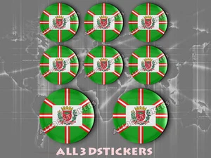 8 x 3D ROUND Stickers Resin Domed Flag Curitiba - Adhesive Decal Vinyl - Foto 1 di 1