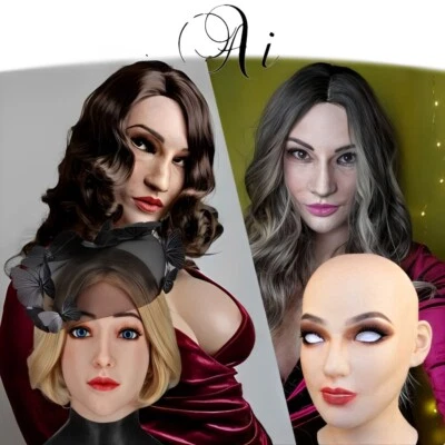 Realistische Silikon Weibliche Gesichtsmaske Crossdresser Kopf Maske Für Cosplay - Bild 1 von 4