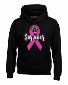I'm A Survivor Hoodies Pink Ribbon Breast Cancer Awareness Sweatshirts - Picture 1 of 5