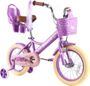 Kids Bike 2-7 Years Girls, Training Wheels & Front Handbrake with Basket - Picture 1 of 7