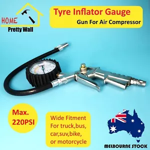 Tire Inflator Pressure Gauge Air Tyre Gun AutoCar Vehicle Air Compressor Trail - Picture 1 of 4