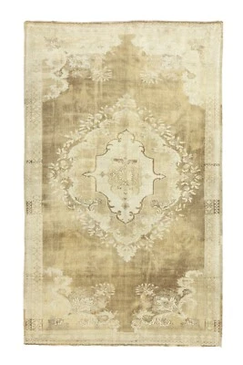 Vintage Turkish Oushak Rug – 6'8"x10'10" – Hand-Knotted Floral Medallion Carpet - Image 1 of 4