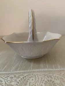 Cesta floral Lenox San Souci oro 24K marfil hueso en relieve porcelana usada en excelente estado - Imagen 1 de 14