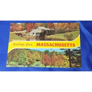 Greetings From Massachusetts Postcard Chrome Divided Posted - Picture 1 of 4