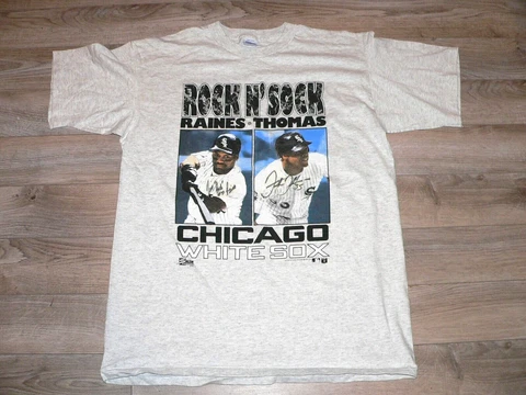 Tim Raines & Frank Thomas Autographed "Rock & Sock" Chicago White Sox XL T-Shirt Cover