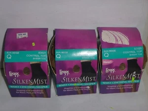 (3 pair) Leggs Silken Mist Control Top Sheer Toe Pantyhose Size Q Sun Beige 936 - Picture 1 of 1