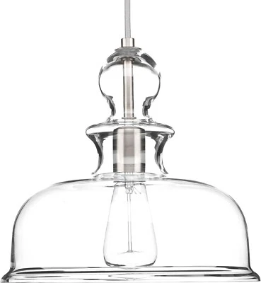 Progress Lighting Staunton Collection 1-Light Brushed Nickel Pendant Clear Glass - Image 1 of 4