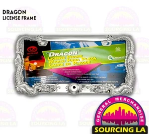 3D Dragon Chrome Black Metal License Plate Frame – LPF-7405 Car Tag Hold - Picture 1 of 1
