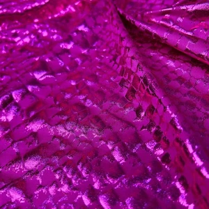 Metallic Animal Print Magenta Snake Nylon  Spandex Fabric 4 Way Stretch - Picture 1 of 4