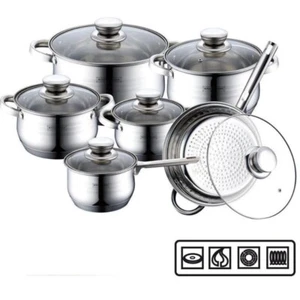 Batería de cocina de acero inoxidable válida para inducción 12 piezas - Imagen 1 de 2