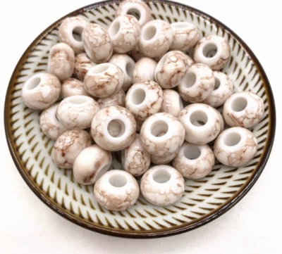 new14mm Color Acrílico Patrón Gran Agujero Cuentas Joyería Hacer Manualidades Foto 1 de 4