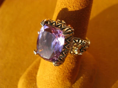 ANILLO COJÍN AMATISTA BARBARA BIXBY TALLA 7 PIEDRAS PRECIOSAS FLOR PLATA ORO Regalo Foto 1 de 2