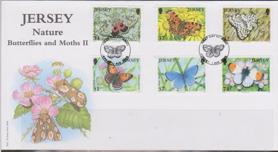 GB - JERSEY 2006 Nature - Butterflies & Moths Series II SG 1279-1284 FDC - Image 1 of 1