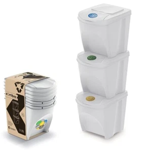 3er Set Mülleimer Küche 75Liter 3x25L Behälter Papierkorb Abfalleimer Weiß - Bild 1 von 3