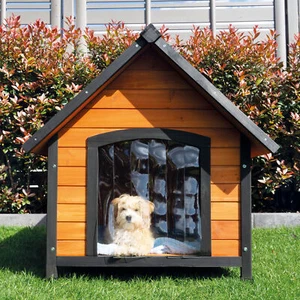 Hundehütte Outdoor XXL Luna Massiv Holz Zwei Größen Wetterfest Hunde Haus Höhle - Bild 1 von 36