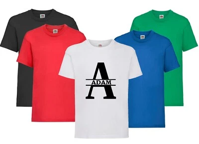 MVPRINTS Personalised Custom Initial monogram T-Shirt Boys Girls Children's Tee Top Gift