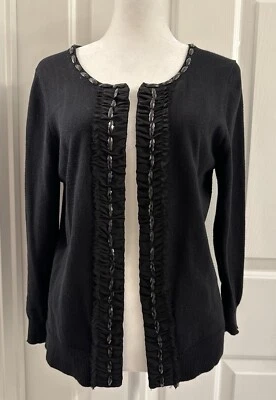 Cardigã Banana Republic Feminino Suéter Preto Frente Aberta Tamanho M - Imagem 1 de 4