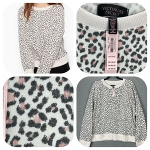 VICTORIA'S SECRET Crewneck Pullover Sweatshirt Womens XXL Stretch Leopard Print - Picture 1 of 15