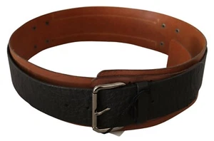Costume Cintura Nazionale C'N'C' nero marrone pelle fibbia argento taglia 85 cm / 8 cm $250 - Foto 1 di 6