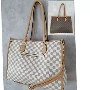 Damen Tasche Umhängetasche Handtasche Schultertasche modische Tasche Braun Beige - Bild 1 von 35