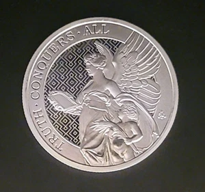 2022 "TRUTH CONQUERS ALL" SAINT HELENA-999 SILVER 1 OZ OUNCE ART ROUND BAR COIN - Picture 1 of 2