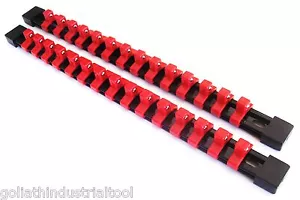 2 Goliath Industrial 3/8" ABS MONTIERBARE STECKSCHLÜSSELSCHIENE HALTER ORGANIZER ROT SH38BR - Bild 1 von 1