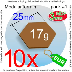 10x 3mm MDF 25mm Hexagon Base Hexagonal Socle Bois War Hammer 40k Laser Cut - Bild 1 von 7