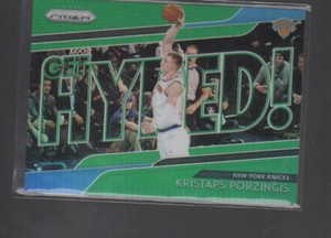 KRISTAPS PORZINGIS   2018-19 PANINI PRIZM GET HYPED! GREEN PRIZMS CARD #3