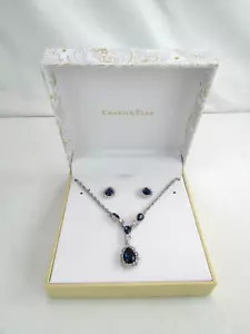 Juego de collar y aretes Charter Club plata cristal y piedra Lariat - Imagen 1 de 8