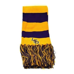 NWT Forever Collectible Louisiana State University Tigers Striped Knitted Scarf - Picture 1 of 1