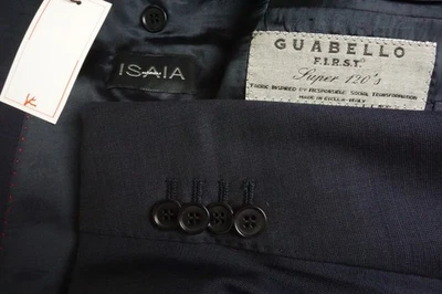 Isaia Napoli Blue 120s Wool 2 Pc Suit Jacket Pants 52R US 62R EU BIG GUY NEW  - Image 1 of 4