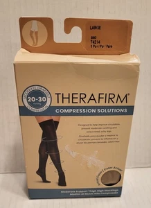 Therafirm Thigh High Compression Hosiery Socks 20-30mmHg ,sand, LARGE - Picture 1 of 4